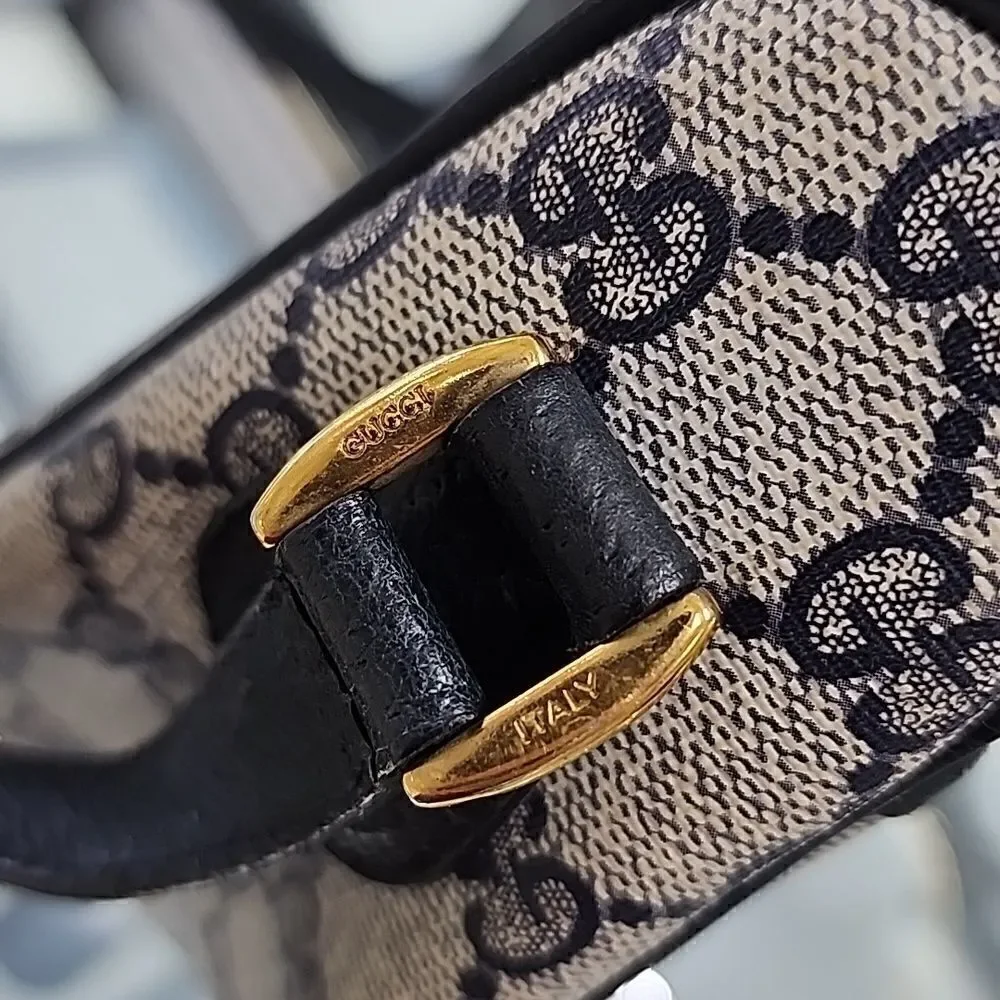 Authentic Vintage Gucci Sherry Blue Red Monogram Crossbody Purse Bag - Picture 10 of 10